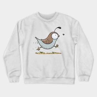 Cute running californian quail cartoon illustration Crewneck Sweatshirt